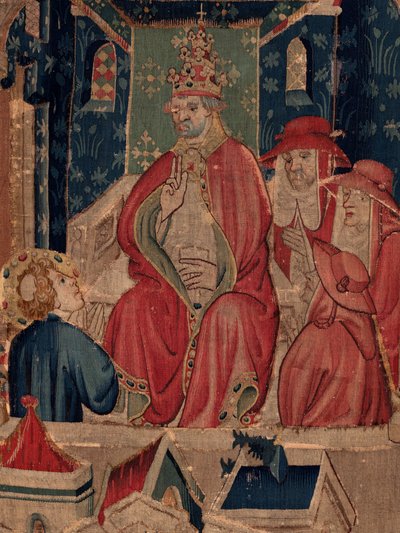 Historien til Saint Piat og Saint Eleuthère, scene 9 Saint-Éleuthère er bekreftet som biskopen av Tournai (Au boin saint l