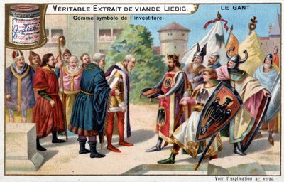 Hanskens historie: hansken som et symbol på investituren - Liebig-kromolitografi av Unknown artist