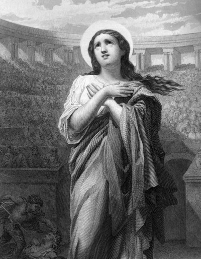 Hellig lykke. Enke og romersk martyrium. (II c.) i “” De hellige kvinner””.1852 av Unknown artist