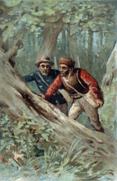 Honningjegere i Canada på jakt etter et svermtre. Kromolitografi på slutten av 1800-tallet. av Unknown artist