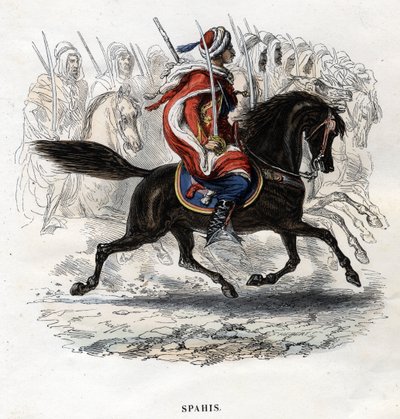 Horseback Spahis. Engraving from 1844. av Unknown artist