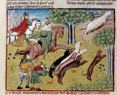 Hvordan jakte miniatyrhjortene fra "The book of hunting"" av Gaston III Phoebus, greve av Foix, Lord of Bearn (1331-1391) av Unknown artist