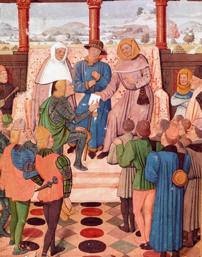 Hundreårskrig: "" Charles VII (1403-1461) presenterer et dokument til Jeanne d