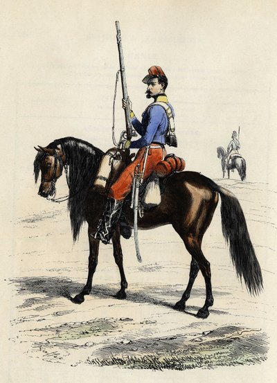 Hunter of Africa on horseback, regiment formed in 1831 and present in Algeria in 1832, in “L