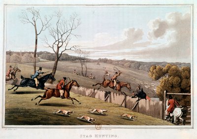 Jakt i England. 1800-talls litografi. Paris, B.N. av Unknown artist