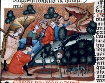 Jaktscener Miniatyr hentet fra Justinian Code (Codex Justinianus), en samling lover og institusjoner utgitt under den romerske keiseren Justinian I av Byzantium (483-565) av Unknown artist