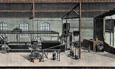 Isproduksjon: tollinstallasjon. 1800-talls gravering av Unknown artist
