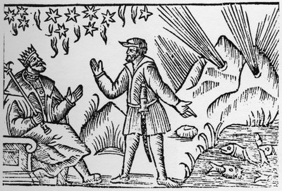 Ichthyomancy: Divination by the Movement of Fish - i "History of Gentibus Septentrionalibus" (History of the Peoples of the North) av Olaus Magnus, Roma av Unknown artist