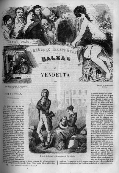 Illustrasjon av "The Vendetta", roman av Honore de Balzac (1799-1850). av Unknown artist
