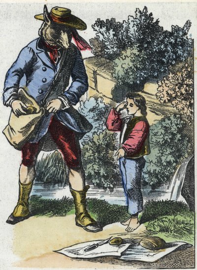 Illustration of the tale “Good Mom Sheep””. In “” Tales from the home for the little ones””. Anonymous engraving of the 19th century. av Unknown artist