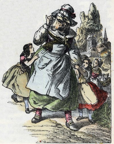 Illustration of the tale “Good Mom Sheep””. In “” Tales from the home for the little ones””. Anonymous engraving of the 19th century. av Unknown artist
