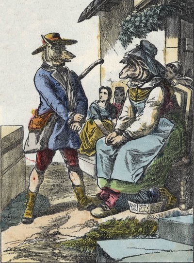 Illustration of the tale “Good Mom Sheep””. In “” Tales from the home for the little ones””. Anonymous engraving of the 19th century. av Unknown artist