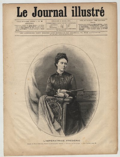 Impress Frederic - Victoria of the United Kingdom (1840-1901) Victoria Adelaide Marie Louise of the United Kingdom, Royal Princess of Great Britain and Ireland -Victoria, Princess Royal (Empress Frederick) - cover of “The Illustrous Journal” of March 1894 av Unknown artist