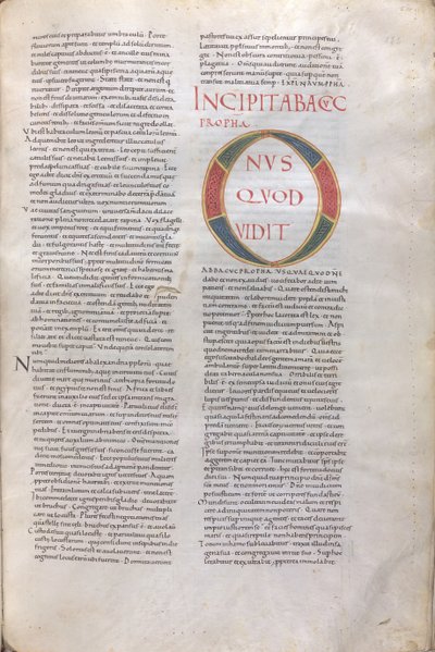 Incipit Abacuc Propha. Incipit av boken til profeten Habakkuk, 1000-tallet (miniatyr, membranøst manuskript) av Unknown artist