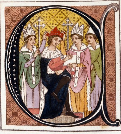 Inkonorasjon av Edvard I av England (1239-1307) i 1272. Gravering av 1800-tallet. Biblioteca nazionale Braidense. Milan av Unknown artist