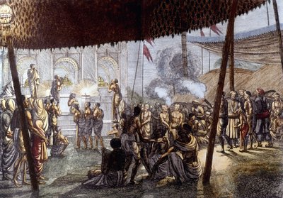 Indisk kultur og sivilisasjon: Kjærlighetsfest i Krishna, India. Gravering 1808. av Unknown artist