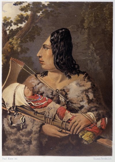 Indisk kvinne og hennes baby - i "" Vandring av en kunstner blant indianerne i nord-Amerika"" av Paul Kane, Longmans & Roberts, London av Unknown artist