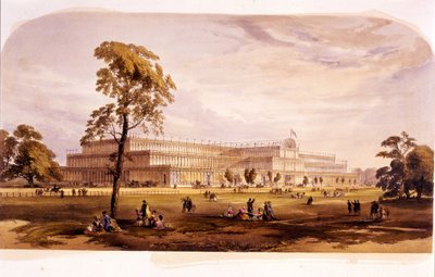 Industriell revolusjon: utsikt over Crystal Palace, bygget av Joseph Paxton for verdensutstillingen i 1851 i London (Hyde Park) 1800-tallet av Unknown artist