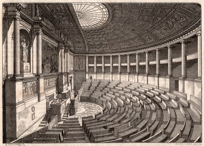 Innsiden av Deputertkammeret (nasjonalforsamlingen), tidligere kalt Palais Bourbon, Paris, Frankrike av Unknown
