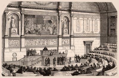 Innsiden av nasjonalforsamlingen under en sesjon i Deputertkammeret, Paris, Frankrike av Unknown