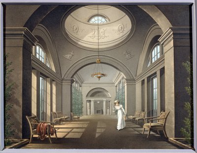 Interiør av volieren i Pavlovsk-palasset. Anonymt maleri. Akvarell og blekk, midten av 1800-tallet. Klassisisme. Statens friluftsmuseum Pavlovsk-palasset, St. Petersburg. av Unknown artist