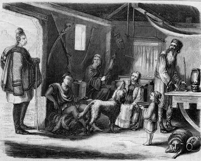 Interior of a Serbian peasant house in the vicinity of Belgrade in 1859. av Unknown artist