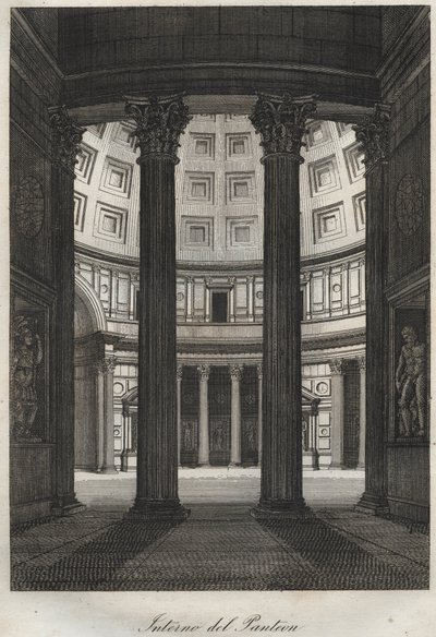 Interiør av Pantheon, Roma - gravering fra "" skikker og tradisjoner til alle folkeslag i universet. Det vil si historien om regjeringen, lovene, militsen, om religionen til alle nasjoner fra de fjerneste tider til i dag "1856 av Unknown artist