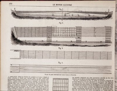 Internasjonalt broprosjekt over kanalen mellom Calais og Dover - i "" The Illustrous World"" av 16.11.1867 av Unknown artist