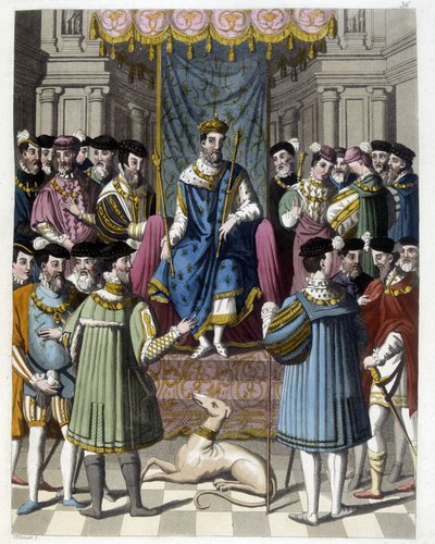 Intervju med Francois 1st (1494 - 1547) og Henry VIII (1491 - 1547) av England. Gravering av 1800-tallet. av Unknown artist