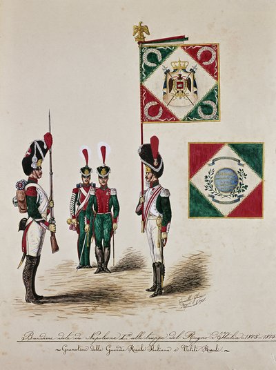 Italiensk hærflagg på tidene til Napoleon I (gravering av Unknown artist