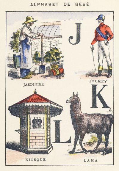 J K L: gartner, jockey, kiosk, lama av Unknown artist