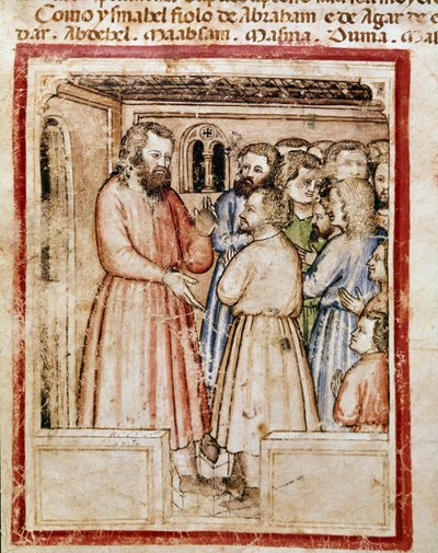 Jacob og hans tolv barn Miniatyr fra codex 212 (eller Padovano Codice eller Bible of Padua) 1390-1400 Rovigo, Accademia dei Concordi av Unknown artist