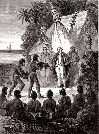 James Cook med Island Sandwich-innfødte av Unknown artist