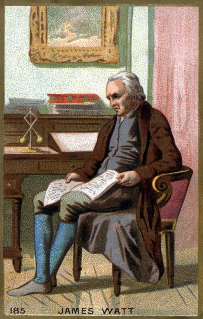 James Watt (1736 -1819) på kontoret sitt. 1800-talls kromolitografi. av Unknown artist