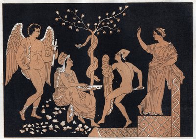 Jason og Medea - gravering fra "" skikker og tradisjoner til alle folkeslag i universet. Det vil si historien om regjeringen, lovene, militsen, om religionen til alle nasjoner fra de fjerneste tider til i dag "1856 av Unknown artist