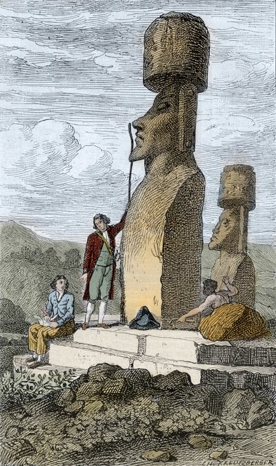 Jean-Francois Galaup, Comte de La Perouse engelsk navigatør og oppdagelsesreisende, på Påskeøya under sin asiatiske reise av Unknown artist