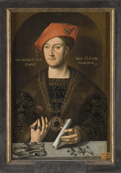 Jean II de Cleves, dit le Clement - Portrett av Johannes II (1458-1521), hertug av Cleves, greve av Markus, anonym . Olje på lerret. Mål: 66x45 cm. Nationalmuseum Stockholm av Unknown artist