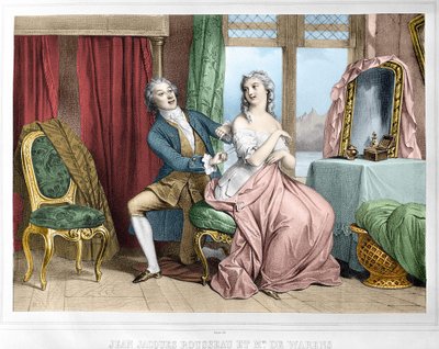 Jean Jacques Rousseau (1712 - 1778) og Madame de Warens (1700 - 1762). av Unknown artist