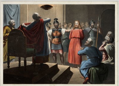 Jesus foran Kaife. Anonym gravering fra midten av 1800-tallet. av Unknown artist