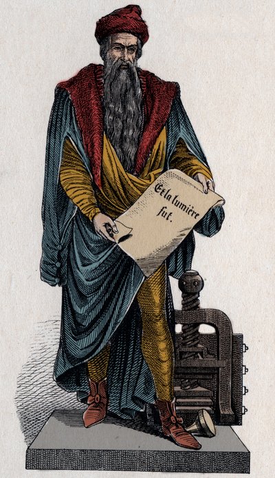 Johann Gutenberg, tysk boktrykker og gullsmed av Unknown artist