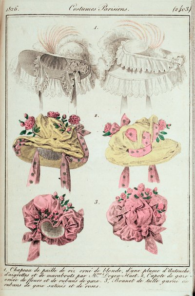 Tidsskrift for damer og moter, parisiske kostymer av Unknown artist