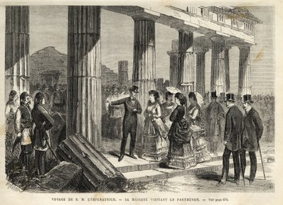 Reisen til keiserinne Eugenie i Hellas - Reisen til imponen Eugenie til Hellas - Parthenons besøk til Athene - i 1869 av Unknown artist