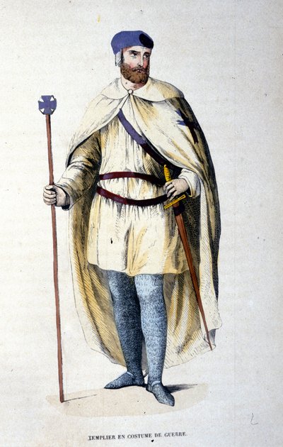 Ridder av Tempelherreordenen i krigsdrakt. Gravering fra 1800-tallet. av Unknown artist