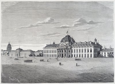 The Military School of the Invalides sett fra Champ de Mars - gravering, ca. 1830 av Unknown artist