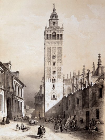 La Giralda, Sevilla, "" Kunstneriske og monumentale Spania av de berømte stedene og monumentene i Spania"" av Don Genaro Perezde Villa av Unknown artist
