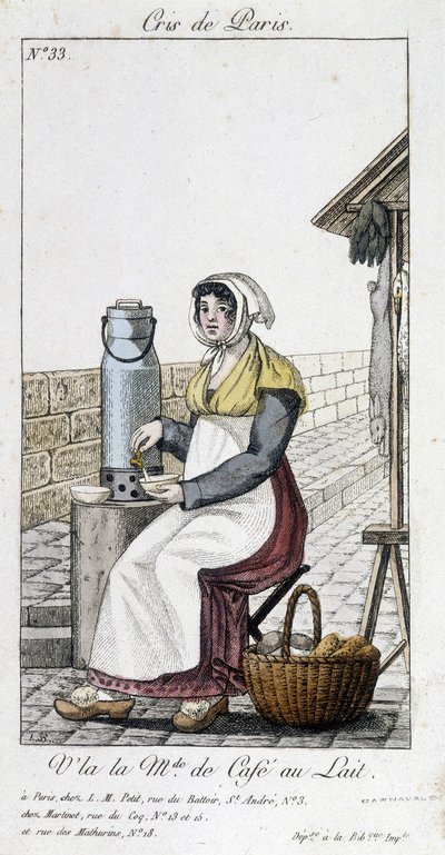 Melkekaffehandleren - i "" Cris de Paris"" av Unknown artist