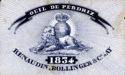 Etikett ""Eye of Partridge - Renaudin, Bollinger & Cie à AY - 1834"". av Unknown artist