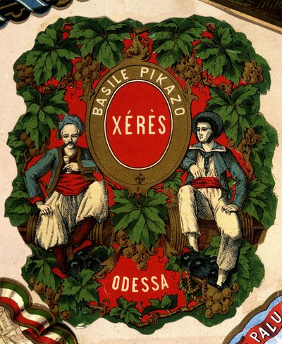 Etikett av "" Basile Pikazo - Jerez - Odessa", sd. 1800-tallet. av Unknown artist