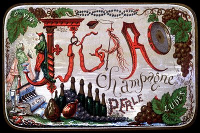 Etikett av Figaro Champagne Perle. sd. 1800-tallet. av Unknown artist