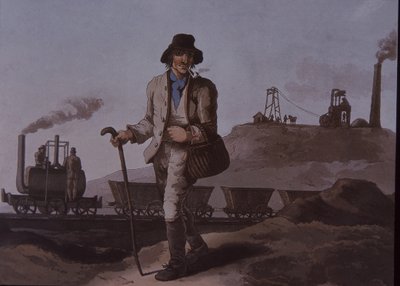 Arbeider, tidlig industriell revolusjon, tidlig på 1800-tallet (farge litho) av Unknown artist